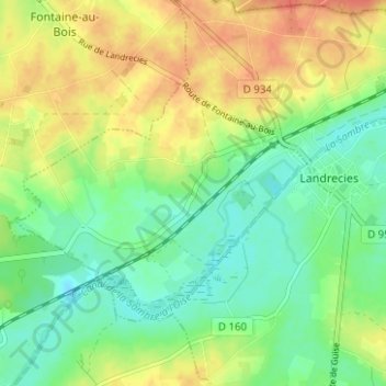Topografische kaart Happegarbes, hoogte, reliëf