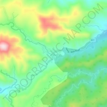 Topografische kaart Llavac, hoogte, reliëf