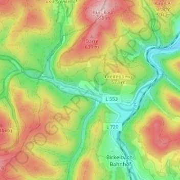 Topografische kaart Röspe, hoogte, reliëf