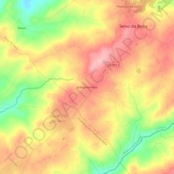 Topografische kaart Aldeia Formosa, hoogte, reliëf