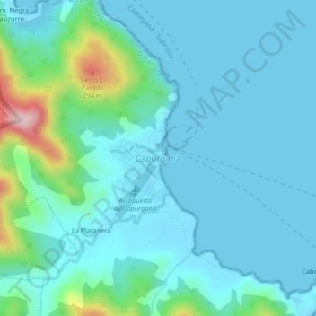Topografische kaart Capurganá, hoogte, reliëf