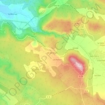 Topografische kaart Jas des Hugou, hoogte, reliëf