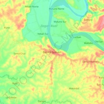 Topografische kaart Benito Soliven, hoogte, reliëf
