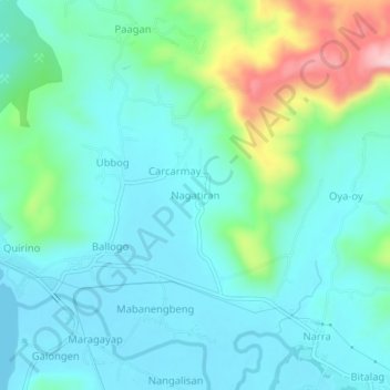 Topografische kaart Nagatiran, hoogte, reliëf