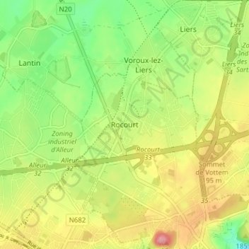 Topografische kaart Rocourt, hoogte, reliëf
