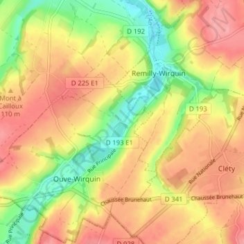 Topografische kaart Wirquin, hoogte, reliëf
