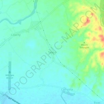 Topografische kaart Tejero, hoogte, reliëf