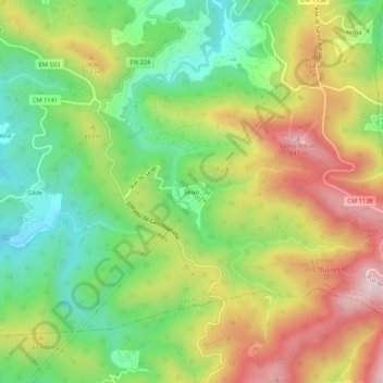Topografische kaart Seixo, hoogte, reliëf