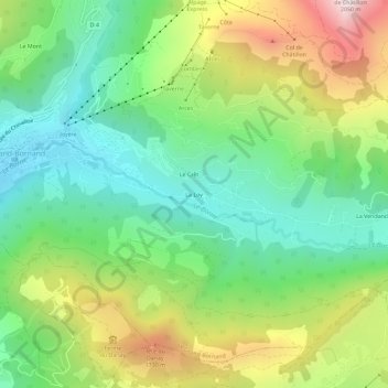 Topografische kaart La Loy, hoogte, reliëf
