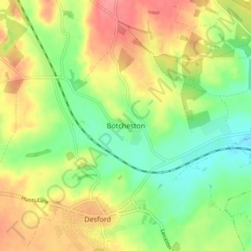 Topografische kaart Botcheston, hoogte, reliëf