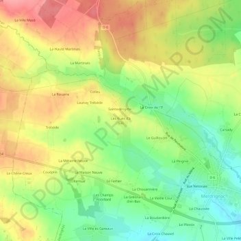 Topografische kaart Les Rues d'à Bas, hoogte, reliëf