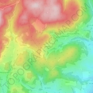 Topografische kaart Chemardin, hoogte, reliëf