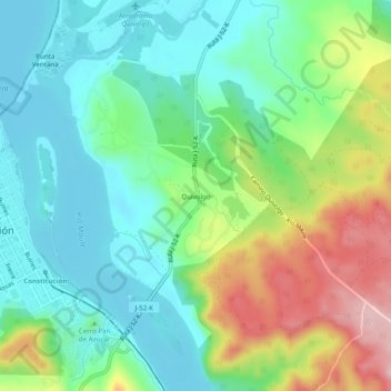 Topografische kaart Quivolgo, hoogte, reliëf