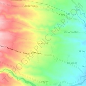 Topografische kaart Capucao C., hoogte, reliëf