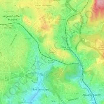 Topografische kaart Rinchoa, hoogte, reliëf