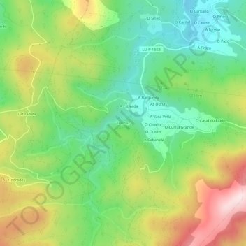 Topografische kaart Trasbar, hoogte, reliëf