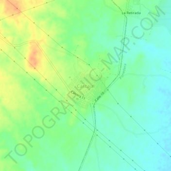Topografische kaart Cascajal, hoogte, reliëf
