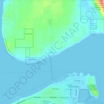Topografische kaart Guemes, hoogte, reliëf
