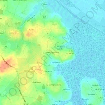 Topografische kaart La Championnère, hoogte, reliëf