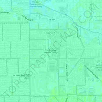 Topografische kaart Presbyterian Villas Of Lehigh, hoogte, reliëf