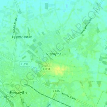 Topografische kaart Altenoythe, hoogte, reliëf