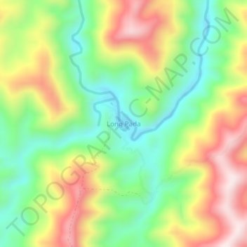 Topografische kaart Long Pada, hoogte, reliëf