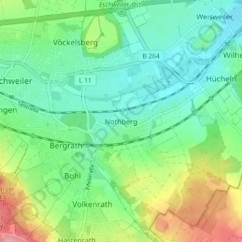 Topografische kaart Nothberg, hoogte, reliëf
