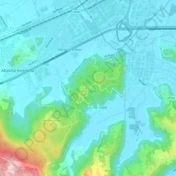 Topografische kaart Valmarana, hoogte, reliëf
