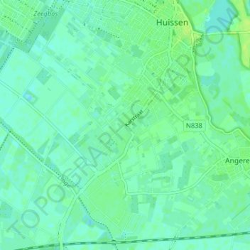 Topografische kaart Bergerden, hoogte, reliëf