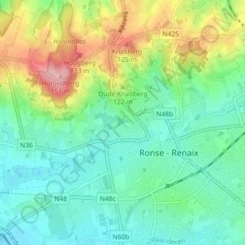Topografische kaart Prinskouter, hoogte, reliëf