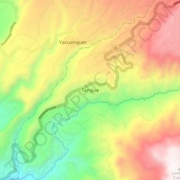 Topografische kaart Tangua, hoogte, reliëf