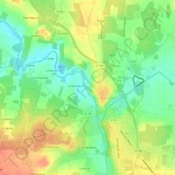 Topografische kaart Le Moulin Roux, hoogte, reliëf