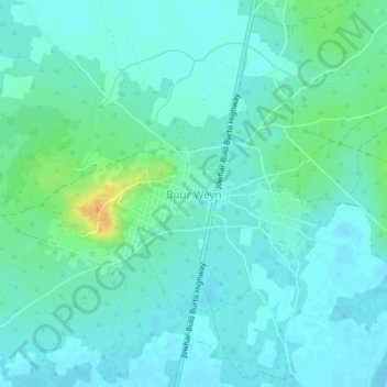 Topografische kaart Buur Weyn, hoogte, reliëf