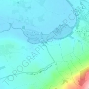 Topografische kaart Nafford, hoogte, reliëf