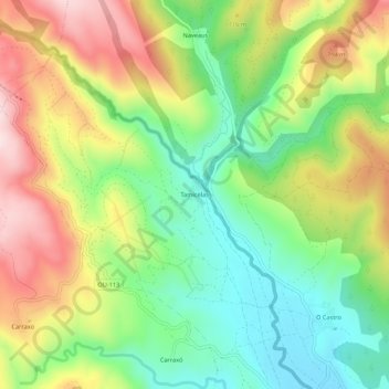 Topografische kaart Tamicelas, hoogte, reliëf