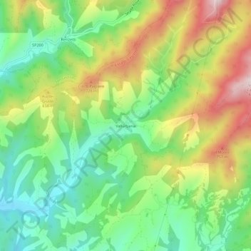 Topografische kaart Vallurbana, hoogte, reliëf