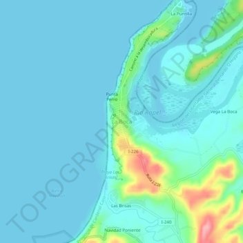 Topografische kaart La Boca, hoogte, reliëf