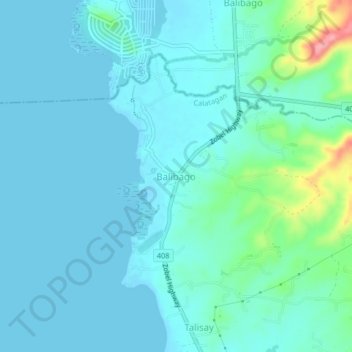Topografische kaart Balibago, hoogte, reliëf