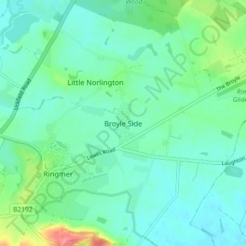 Topografische kaart Broyle Side, hoogte, reliëf