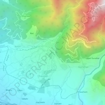 Topografische kaart Bir, hoogte, reliëf