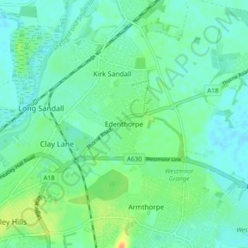 Topografische kaart Edenthorpe, hoogte, reliëf