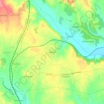 Topografische kaart Delongo, hoogte, reliëf