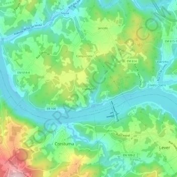 Topografische kaart Esposade, hoogte, reliëf