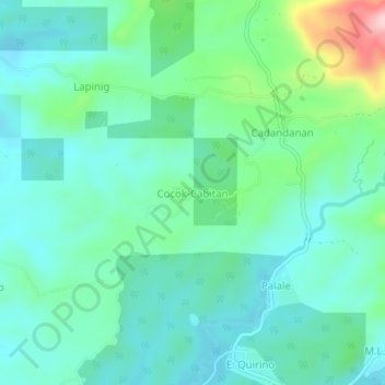 Topografische kaart Cocok-Cabitan, hoogte, reliëf