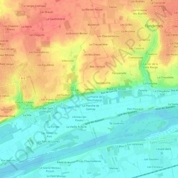 Topografische kaart Gannay, hoogte, reliëf
