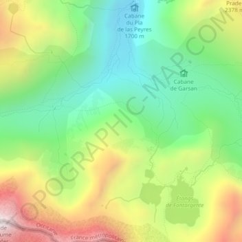 Topografische kaart Pinet, hoogte, reliëf