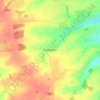 Topografische kaart Pickworth, hoogte, reliëf