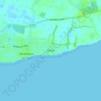 Topografische kaart Elmer, hoogte, reliëf