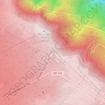 Topografische kaart Estanquinhos, hoogte, reliëf