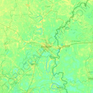 Topografische kaart Bangaon, hoogte, reliëf